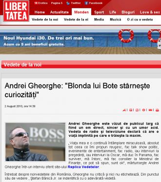 Andrei Gheorghe:"Blonda lui Bote starneste curiozitati"