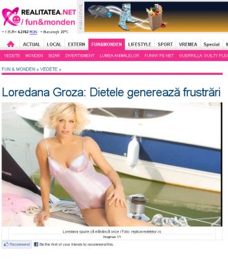 Loredana Groza: "Dietele genereaza frustrari"