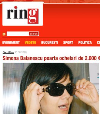 Simona Balanescu poarta ochelari de 2000 de euro