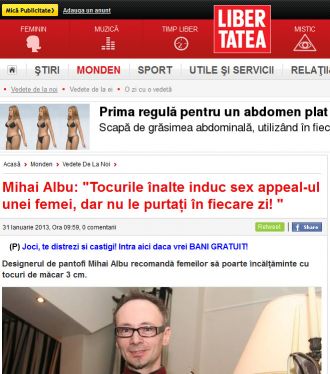 Mihai Albu: "Tocurile înalte induc sex appeal-ul unei femei, dar nu le purtați în fiecare zi! "