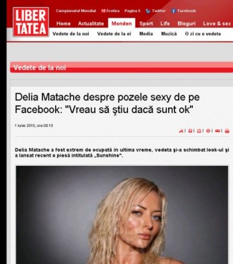 Delia Matache despre pozele sexy de pe Facebook: "Vreau sa stiu daca sunt ok!"