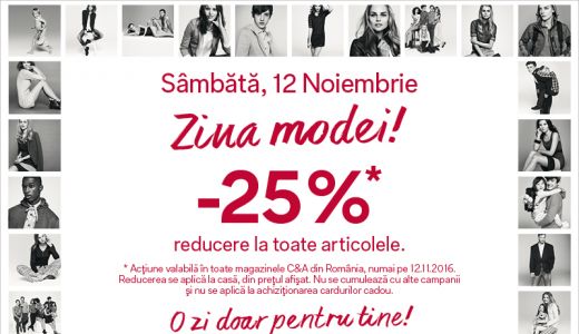 Ziua Modei! Sambata reduceri de 25% in magazinele C&A!