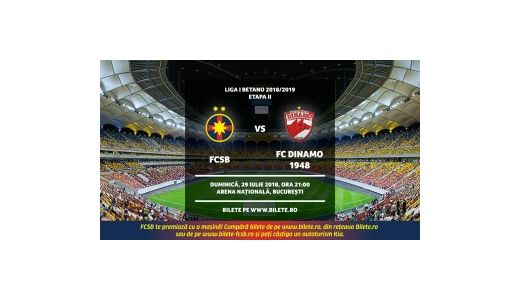 Achiziționează-ți un bilet la derby-ul FCSB – Dinamo care se va desfășura pe Arena Națională pe 29 iulie și poți fi fericitul câștigător al unei mașini