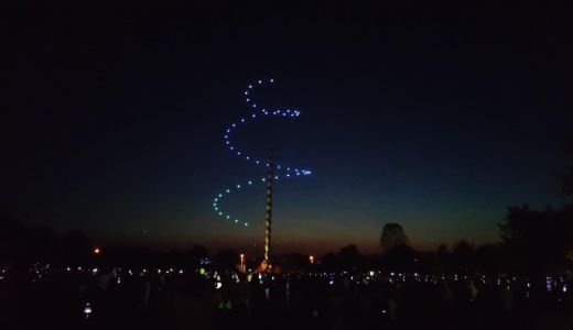 Show de drone în premieră în România în jurul monumentului architectural Coloana Infinitului