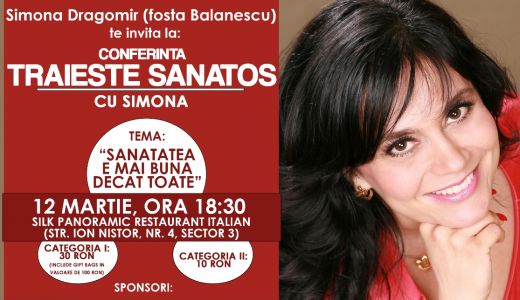 Simona Dragomir (fosta Balanescu) te invita sa inveti sa traiesti sanatos!